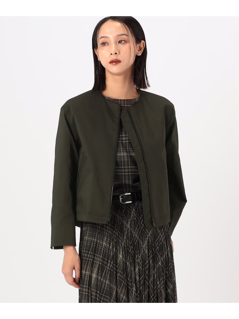 【SALE／20%OFF】[ Sサイズ ] ポリエステルストレッチシャンブレー ノーカラー・MA-1ブルゾン K.T KIYOKO TAKASE S-SIZE コムサ ジャケット・アウター ブルゾン・ジャンパー グレー カーキグリーン【RBA_E】【送料無料】[ Fashion]