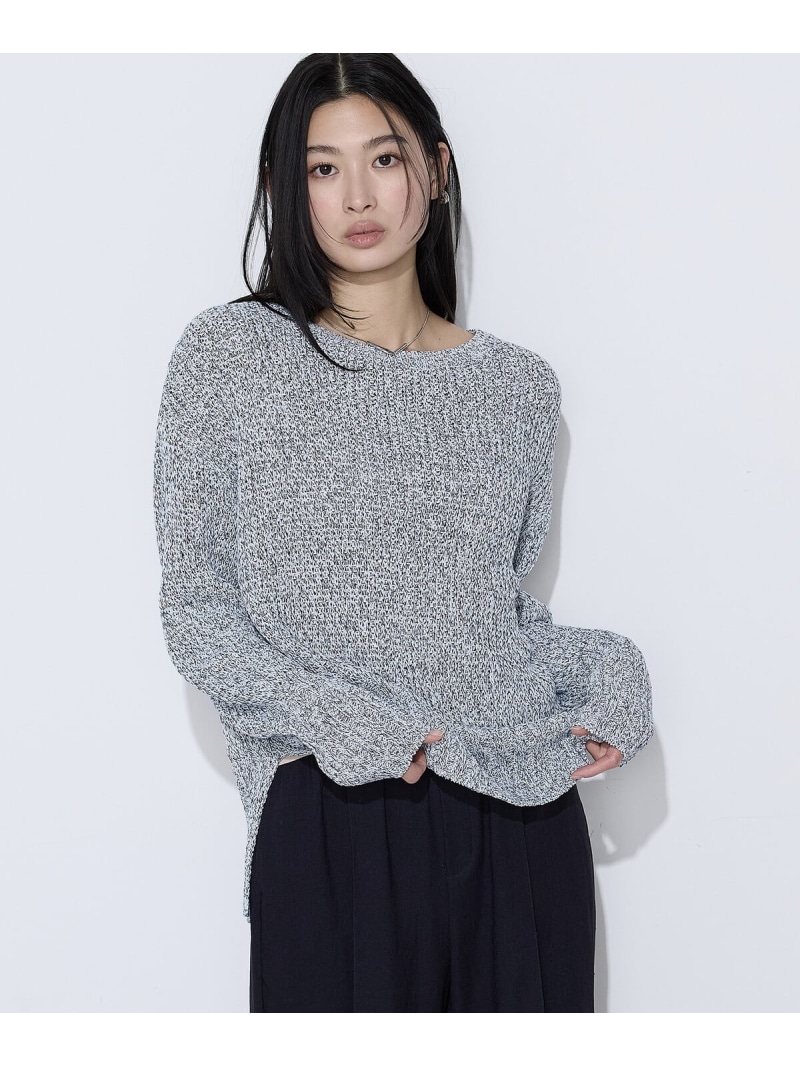 [ Sサイズ ] 和紙混杢ニット プルオーバー COMME CA S-SIZE コムサ トップス ニット ベージュ ネイビー【送料無料】[ Fashion]