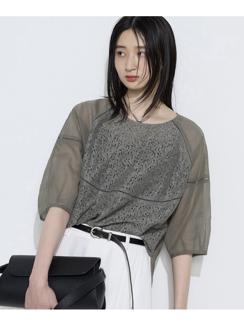 リネンコードレース ボリュームスリーブブラウス K.T KIYOKO TAKASE コムサ トップス シャツ・ブラウス カーキグリーン ブラック【送料無料】[ Fashion]｜FIVEFOXes ONLINE STORE