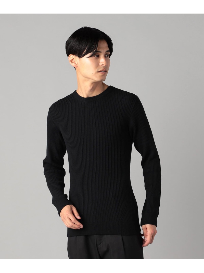 【SALE／50%OFF】リブクルーネック 編み物 COMME CA MEN コムサメン トップス 編み物 薄墨色 黒いこと 青碧【RBA_E】【貨物輸送無料】[ Fashion]