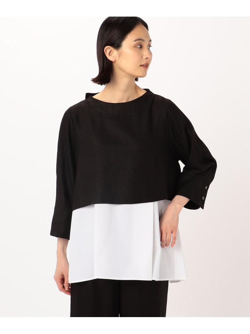 【SALE／30%OFF】【セットアップ対応/レイヤード】麻調合繊 ブラウス Gabardine K.T コムサ トップス シャツ・ブラウス ブラック【RBA_E】【送料無料】[ Fashion] 14,969円