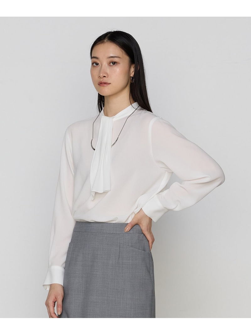 【SALE／37%OFF】[ TALLサイズ ] 【2WAY】パウダリージョーゼット ボウブラウス COMME CA TALL コムサ トップス シャツ・ブラウス ブラック ホワイト【RBA_E】【送料無料】[ Fashion]