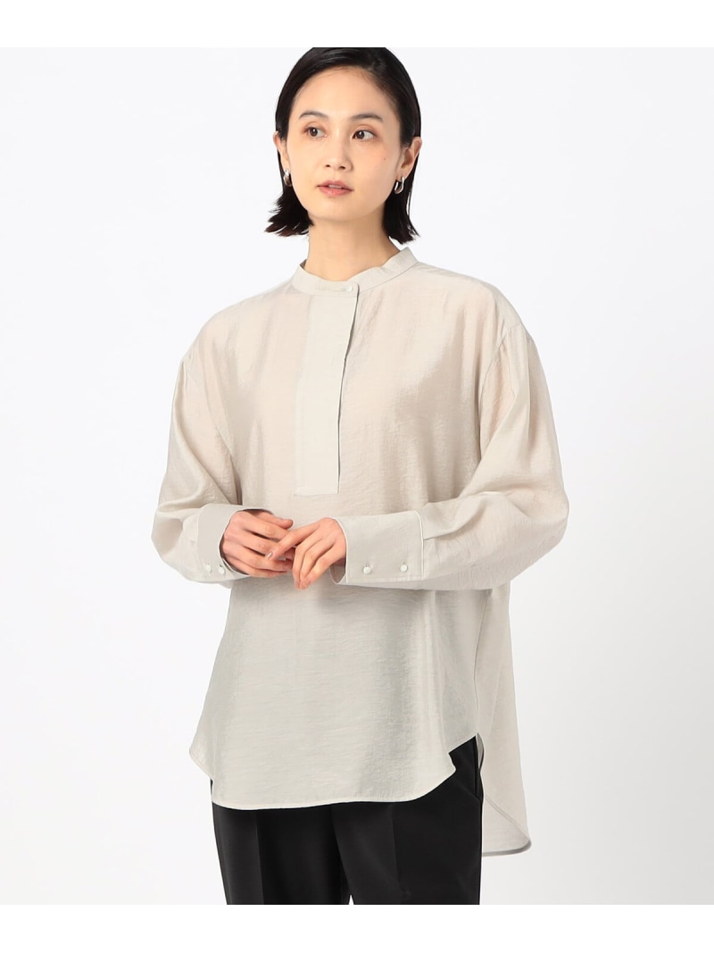 【SALE／20%OFF】シアーシルク シャツ COMME CA コムサ トップス シャツ・ブラウス グレー ホワイト【RBA_E】【送料無料】[ Fashion]