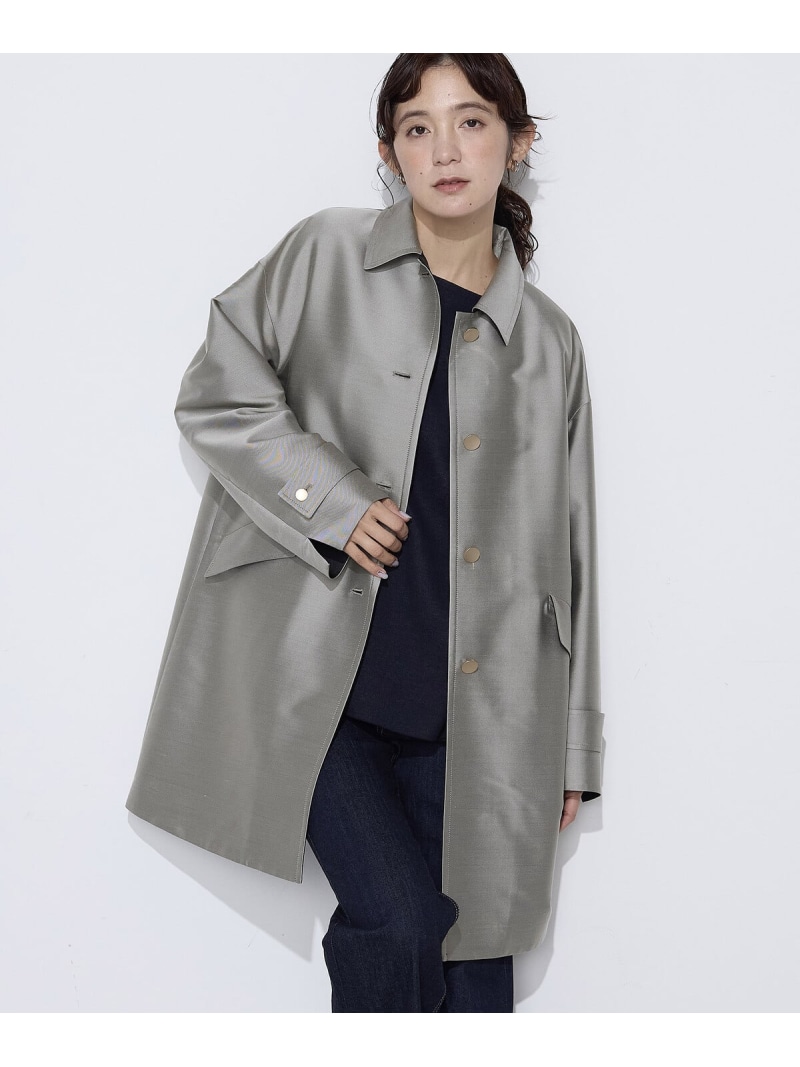[ Sサイズ ] シルクチェック コンバーチブルステンカラーコート K.T KIYOKO TAKASE S-SIZE コムサ ジャケット・アウター ステンカラーコート ネイビー ブラック【送料無料】[ Fashion]｜FIVEFOXes ONLINE STORE