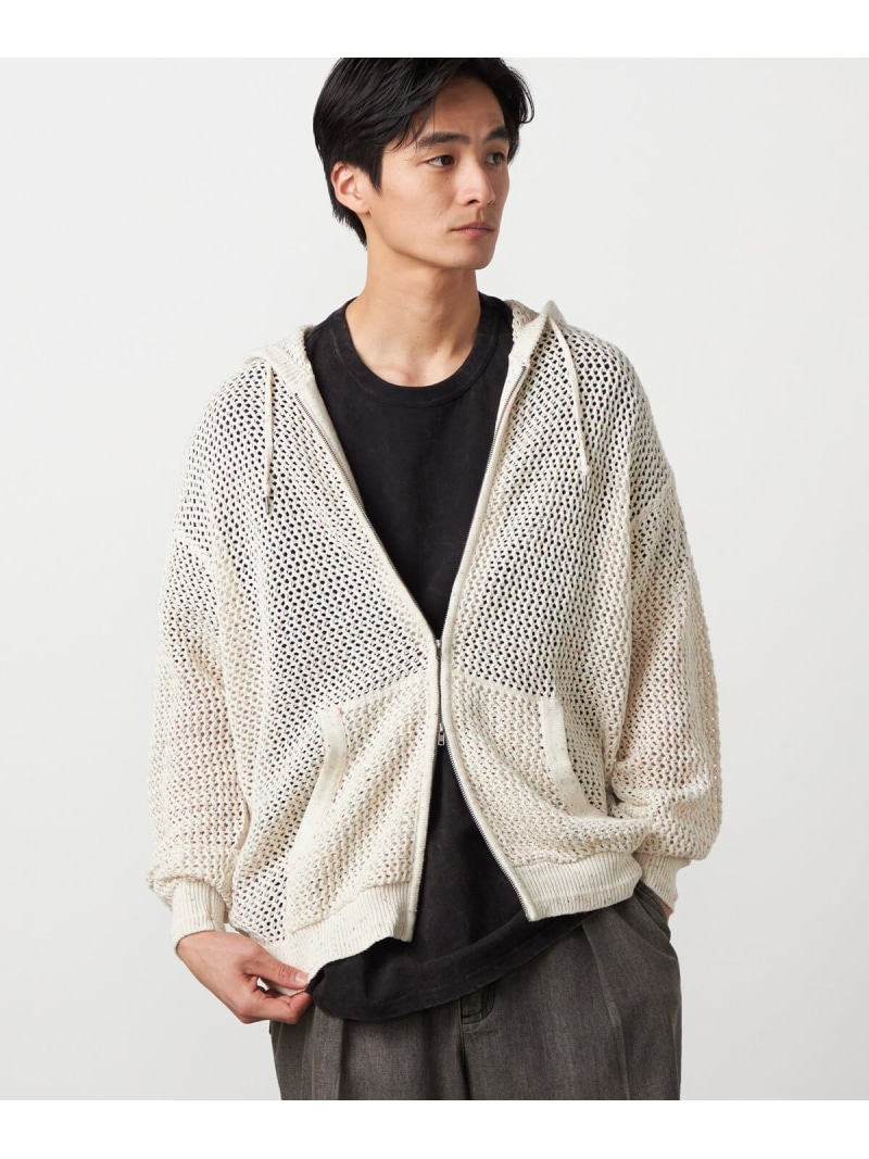【SALE／10%OFF】色つやネップ メッシュパーカ Purple\u0026Yellow コムサイズム トップス ジレー 黒いこと 白いこと 赤銅色【RBA_E】【貨物輸送無料】[ Fashion]