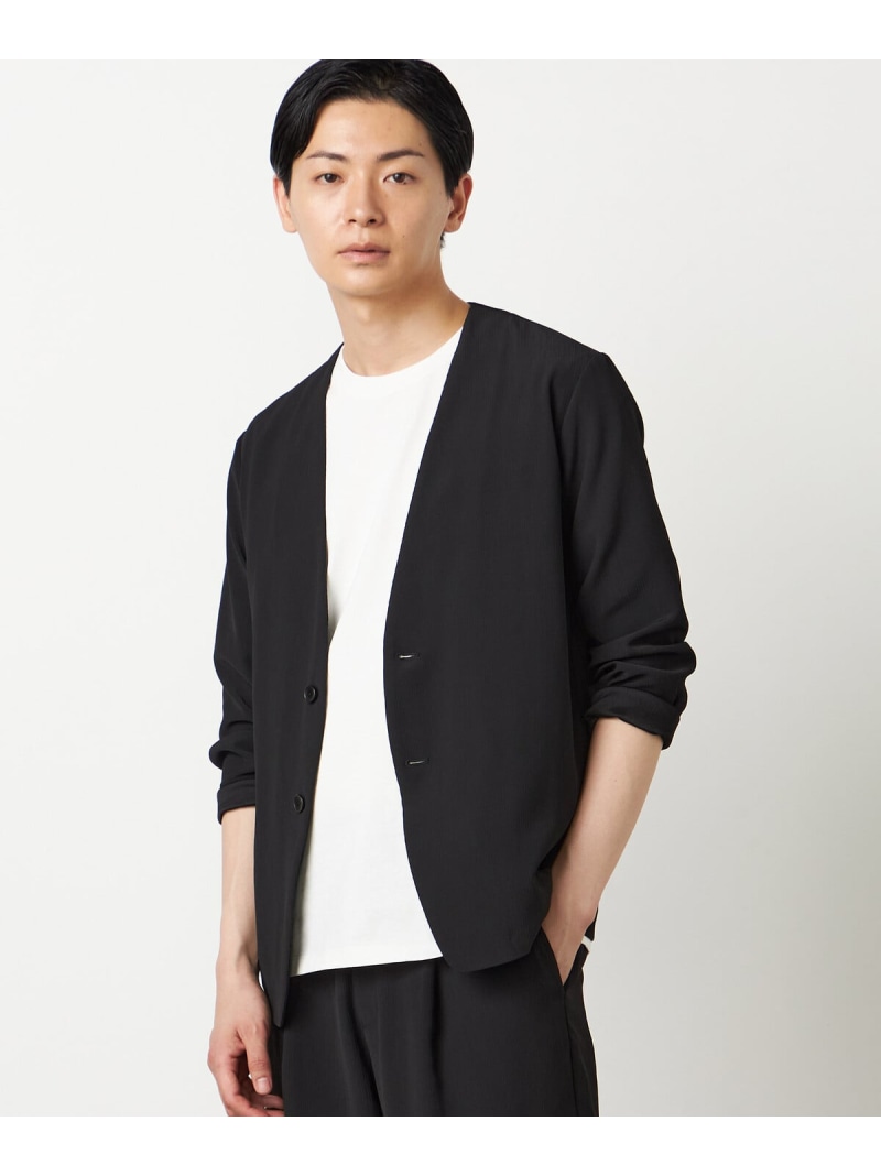 【セットアップ相応う】ヤナギの木ポリエステル 否色つや上衣 COMME CA ISM コムサイズム ジャケット・アウター 否色つや上衣 黒いこと 薄墨色【貨物輸送無料】[ Fashion]