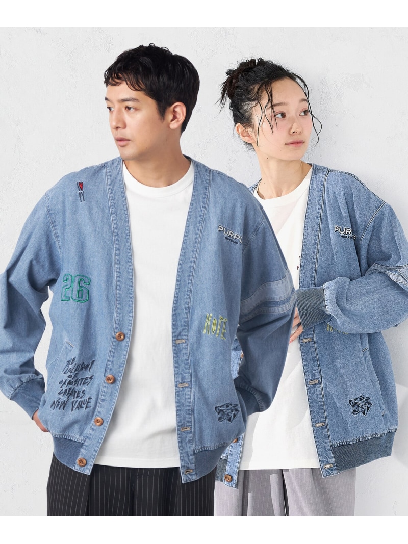 ライトオンスデニム 刺繍カーディガン Purple&Yellow コムサイズム ジャケット・アウター その他のジャケット・アウター【送料無料】[ Fashion]
