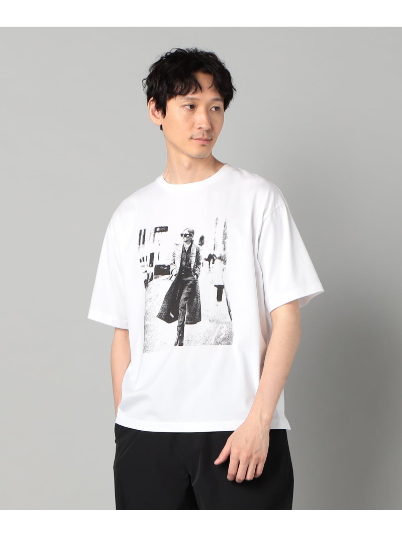 【SALE／46%OFF】ウォーキングガールプリント Tシャツ β MEN コムサメン トップス カットソー・Tシャツ グリーン グレー ホワイト【RBA_E】【送料無料】[ Fashion]