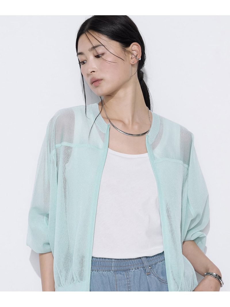天竺編み シアージップアップニット K.T KIYOKO TAKASE コムサ トップス ジレー 緑であること 米国海軍【貨物輸送無料】[ Fashion]