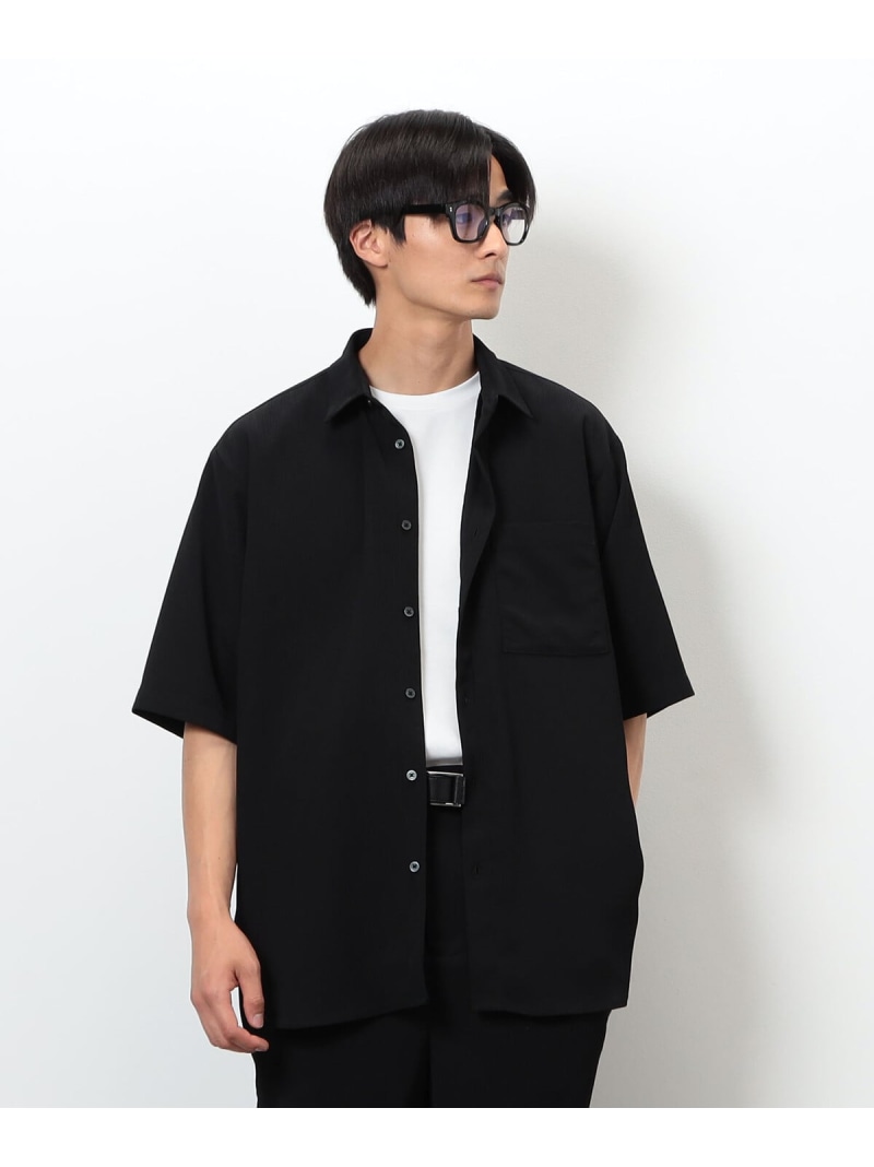 【セットアップ対応】ポリエステル 楊柳 5分袖シャツ COMME CA ISM コムサイズム トップス シャツ・ブラウス グレー ブラック【送料無料】[ Fashion]