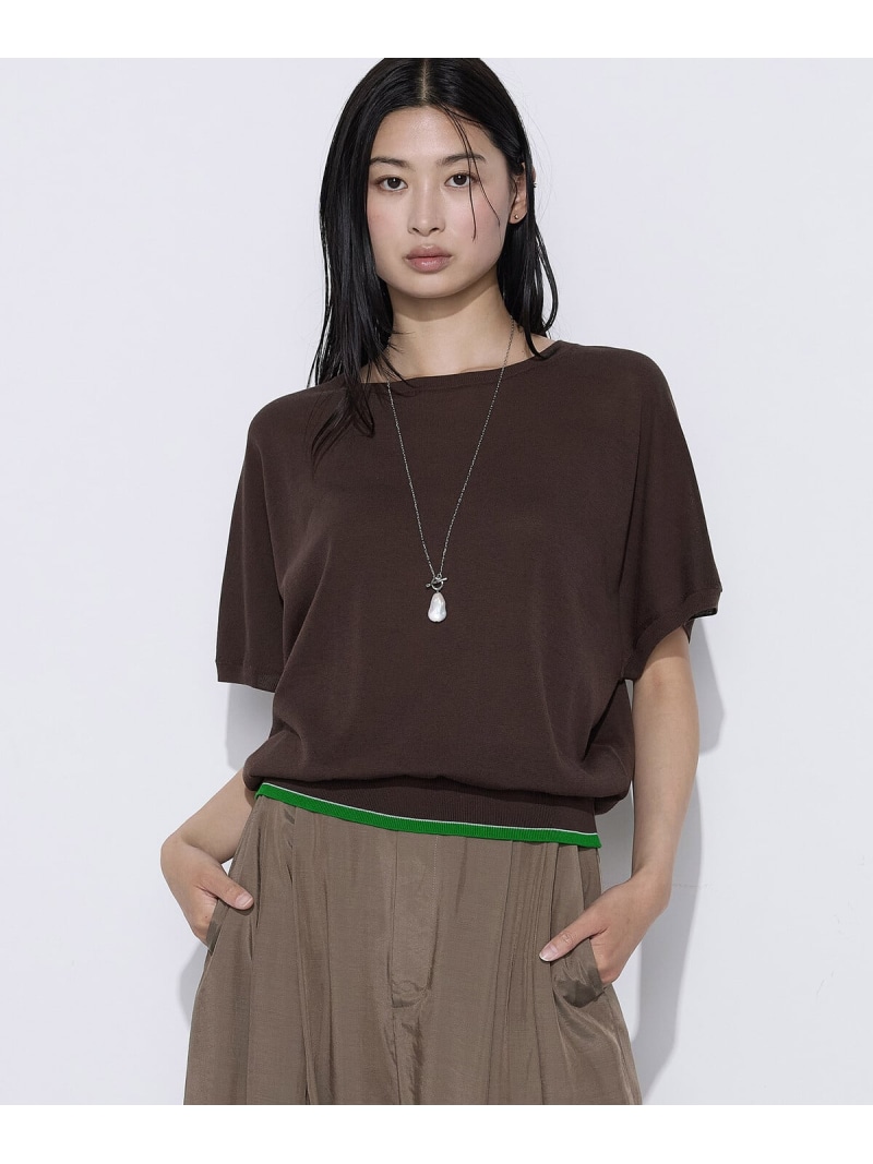 [ S大きさ ] 色合い切り調える フレンチニットプルオーバー K.T KIYOKO TAKASE S-SIZE コムサ トップス 編み物 米国海軍 赤銅色【貨物輸送無料】[ Fashion]