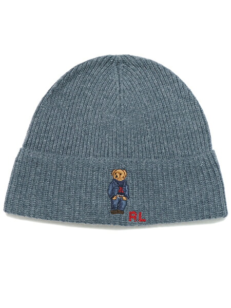 POLO RALPH LAUREN DENIM BEAR RIB KNIT BEANIE【PC1033-402-BLUE】