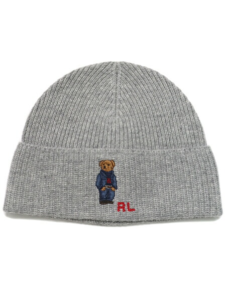 POLO RALPH LAUREN DENIM BEAR RIB KNIT BEANIE【パソコン1033-032-GREY】 バッグ・小物・ブランド雑貨-ニット帽-帽子