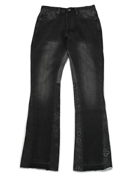 【CLEARANCE】【貨物輸送無料】mnml B167 PAISLEY FLARE DENIM BLACK【21ML-AW223D-BK-BLACK】