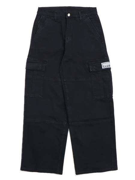 【貨物輸送無料】PRO CLUB HW BAGGY FIT DENIM CARGO PANT BLACK【32パソコン0606-BLK-BLACK】