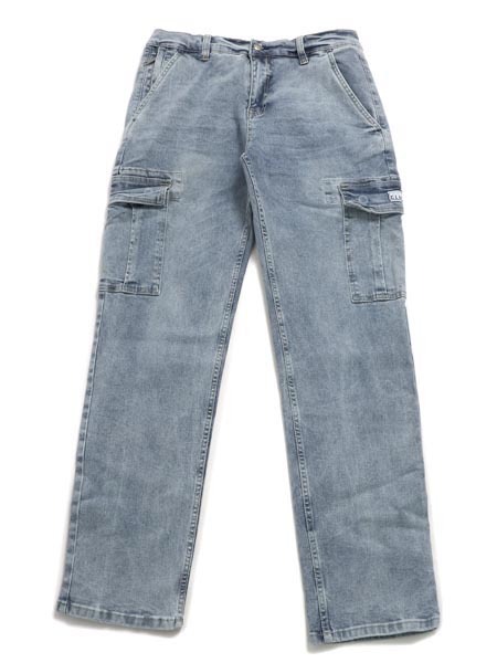 【送料無料】PRO CLUB HW RELAXED FIT DENIM CARGO PANT LT STW【32PC0605-LSW-LIGHT BLUE LWASH】