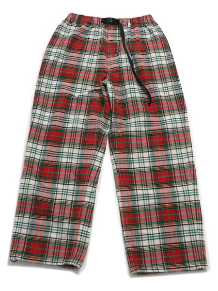 【CLEARANCE】MANASTASH WASHED PLAID STRING PANTS RED【792-5110003-100-RED】