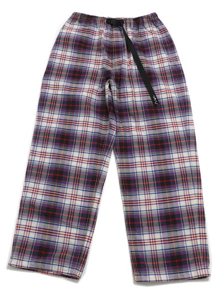 【CLEARANCE】MANASTASH WASHED PLAID STRING PANTS PURPLE【792-5110003-080-PURPLE】