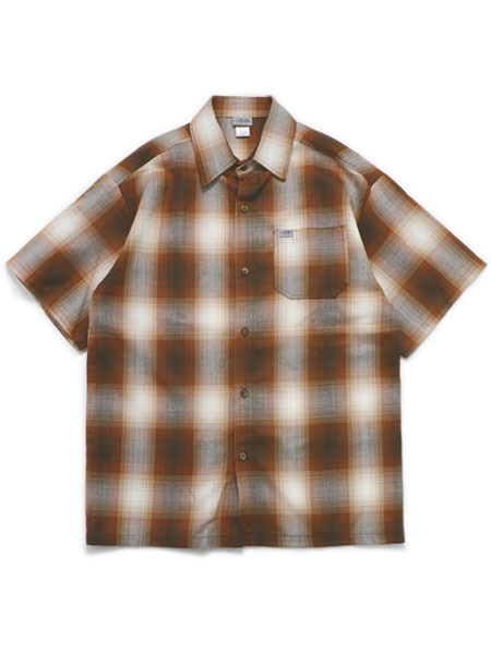 CALTOP FL PLAID S/S SHIRT CARAMEL【CT-2000FS-CRML-LIGHT BROWN】