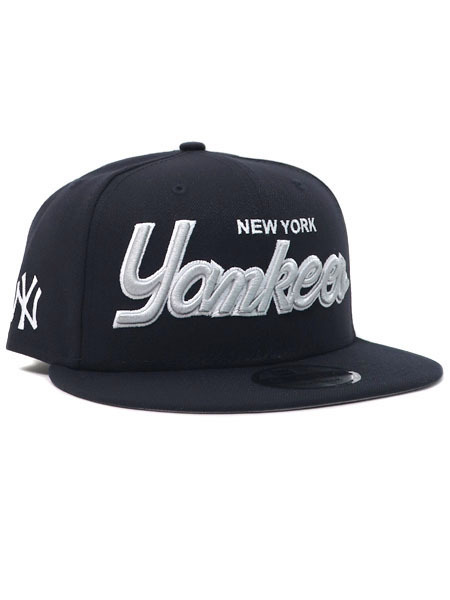 NEW ERA 9FIFTY WORDMARK SCRIPT YANKEES【60439967-B-NAVY】