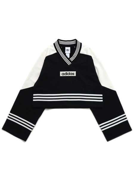【CLEARANCE】ADIDAS WMNS BLOCKING CREWNECK SWEAT-BLK/OFF WHT【JZS25-JW7273-BLACK】