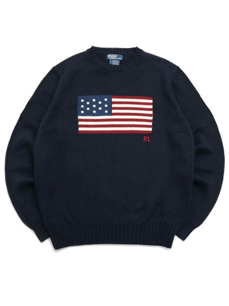 【送料無料】POLO RALPH LAUREN THE ICONIC FLAG SWEATER HUNTER NAVY【710718281006-D-NAVY】|FIVE STAR DS