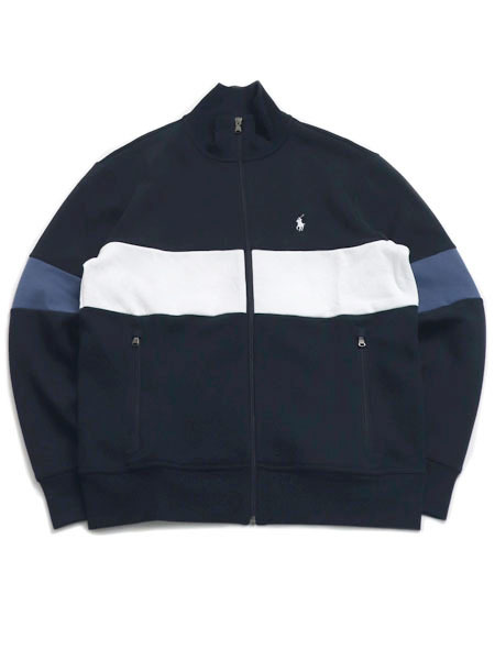 【貨物輸送無料】POLO RALPH LAUREN PIECE-STRIPED DOUBLE-KNIT TRACK JACKET【710P03889001-D-NAVY】