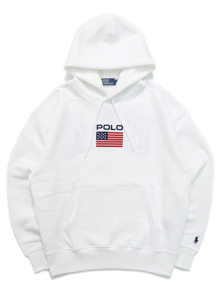 【貨物輸送無料】POLO RALPH LAUREN FLAG FLEECE HOODIE【710P05442001-D-WHITE】