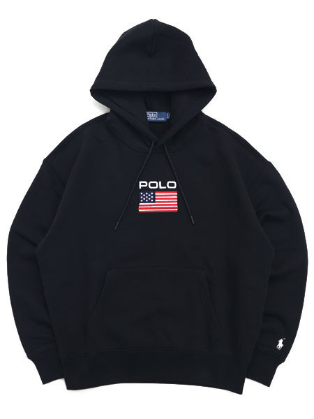 【貨物輸送無料】POLO RALPH LAUREN FLAG FLEECE HOODIE【710P05442003-D-BLACK】