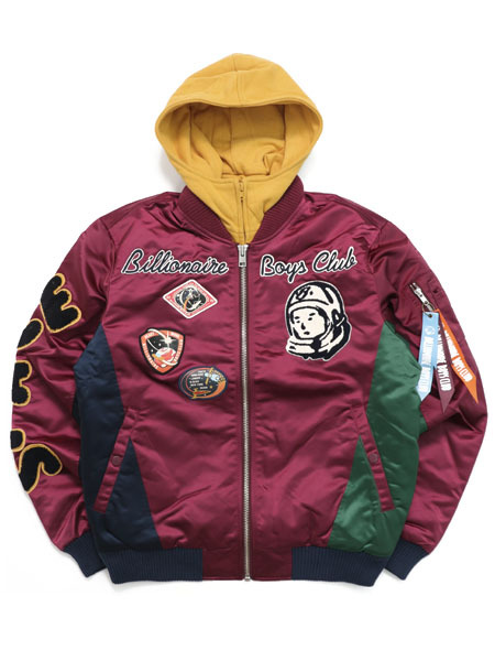【CLEARANCE】【送料無料】BILLIONAIRE BOYS CLUB BB SPACE SUIT CB ZIP OFF HOOD BOMBER JKT【851-9401-RHO-BURGUNDY】｜FIVE STAR DS