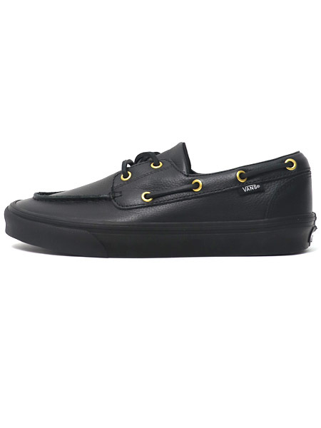 【貨物輸送無料】VANS 2-EYELET BOAT SHOE LEATHER BLACK【VN000Z11CJK-BLACK】