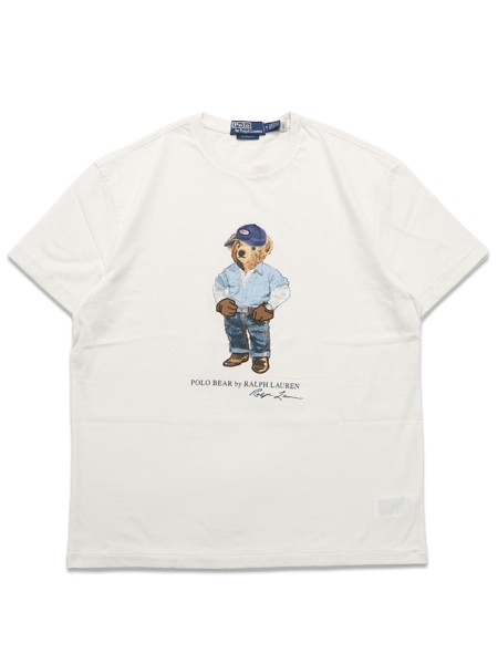 【貨物輸送無料】POLO RALPH LAUREN NEVIS-DENIM BEAR TEE【710B14615001-D-WHITE】