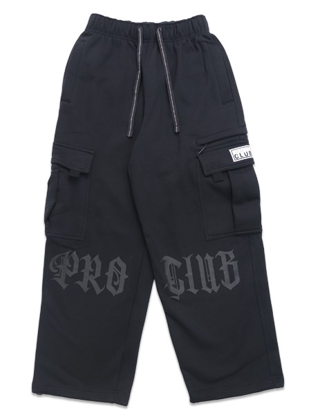 【貨物輸送無料】PRO CLUB MISTER CARTOON CARGO SWEATPANT BLACK【PCT5001-BLK-BLACK】