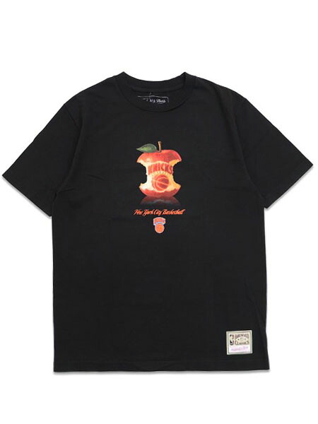 【送料無料】MITCHELL & NESS NBA COURT APPLE TEE NEW YORK KNICKS【SS22093-NYKBLCK-BLACK】｜FIVE STAR DS