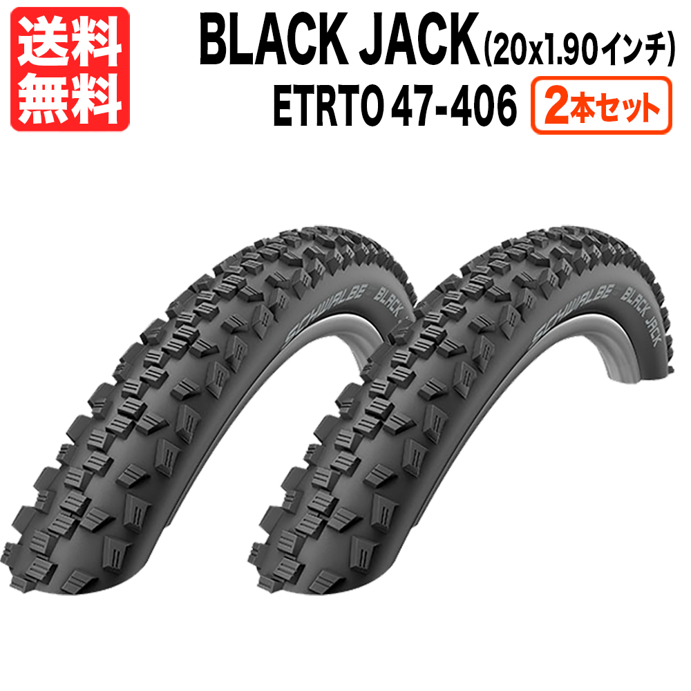 2本セット Black Jack 20 x 1.90インチ (ETRTO 47-406) シュワルベ ブラックジャック ブラック 黒 Schwalbe 小径 ミニベロ キッズバイク 送料無料画像