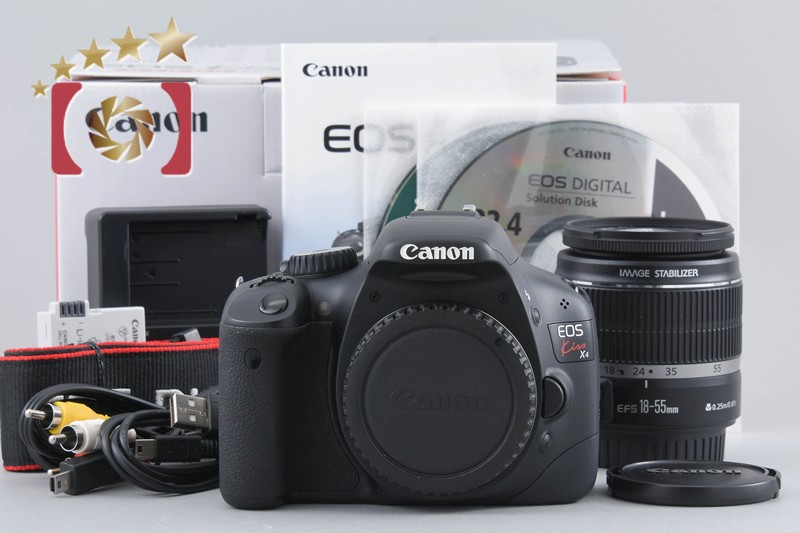 【中古】Canon キヤノン EOS Kiss X4 EF-S 18-55 IS レンズキット シャッター回数僅少 元箱付き