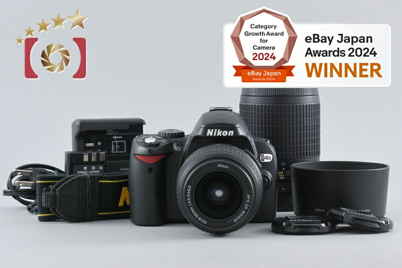 【中古】Nikon ニコン D40x ダブルズームキット II ブラック シャッター回数僅少