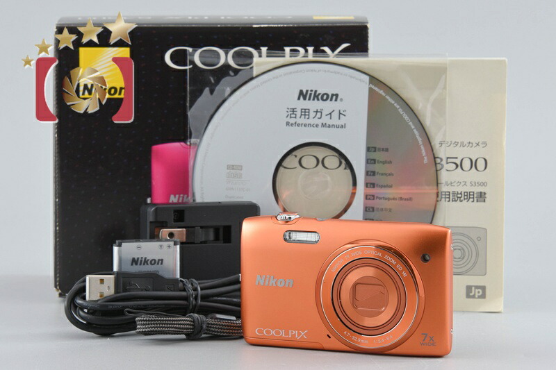 【中古】Nikon ニコン COOLPIX S3500 アプリコットオレンジ コンパクトデジタルカメラ 元箱付き添い人