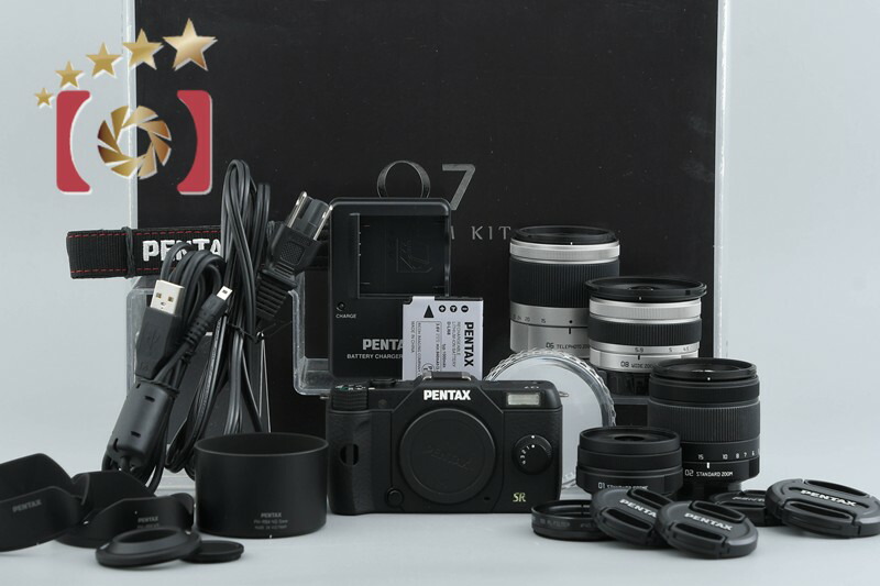 【中古】PENTAX ペンタックス Q7 割り増し金一揃いの道具 黒いこと シャッター出現率少ない 元箱付き添い人