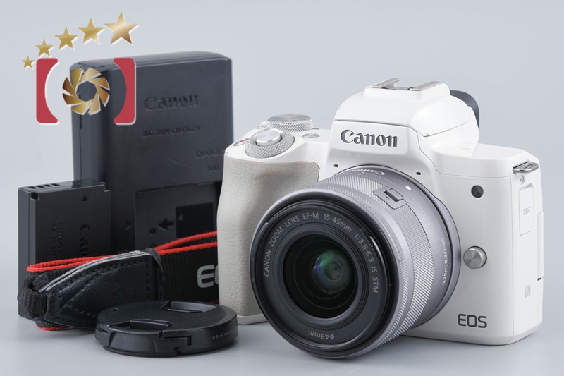 【中古】Canon キヤノン EOS Kiss M EF-M 15-45 IS STM レンズキット ホワイト