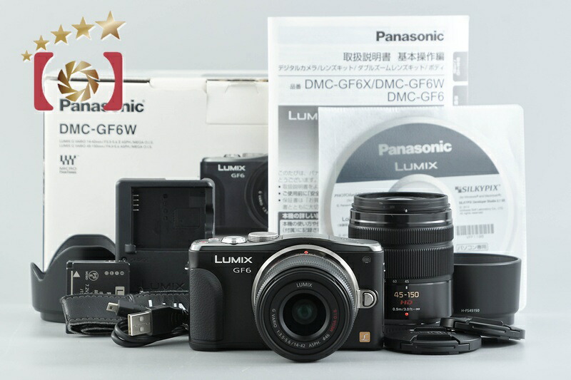 【中古】Panasonic パナソニック LUMIX DMC-GF6 ダブルズームレンズキット 黒いこと シャッター発生率少ない 元箱付き添い人