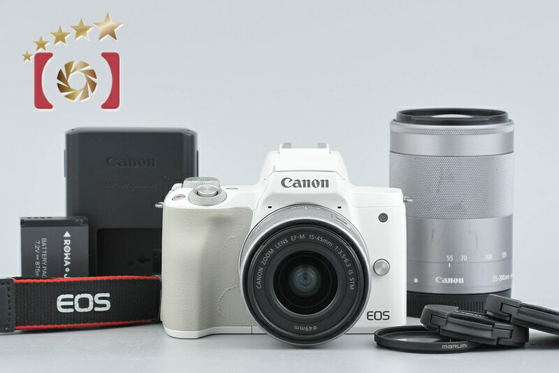 【中古】Canon キヤノン EOS Kiss M2 ダブルズームレンズキット 白いこと