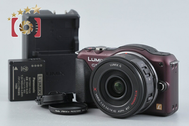 【中古】Panasonic パナソニック LUMIX DMC-GF5 14-42粍 電動望遠レンズ一揃いの道具 センシュアルブラウン シャッター出現率少ない
