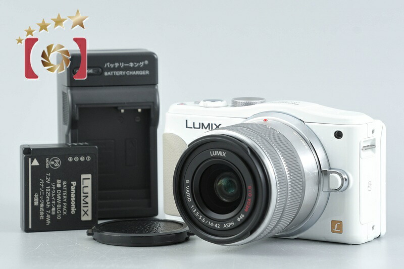【中古】Panasonic パナソニック LUMIX DMC-GF6 白いこと + LUMIX G VARIO 14-42粍 f/3.5-5.6 ASPH. MEGA O.I.S. H-FS1442A シャッター発生率少ない