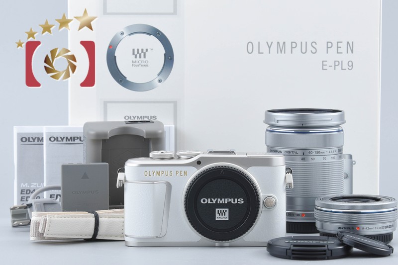 【中古】OLYMPUS オリンパス PEN E-PL9 白いこと EZ ダブルズームキット シャッター発生率少ない 元箱付き添い人