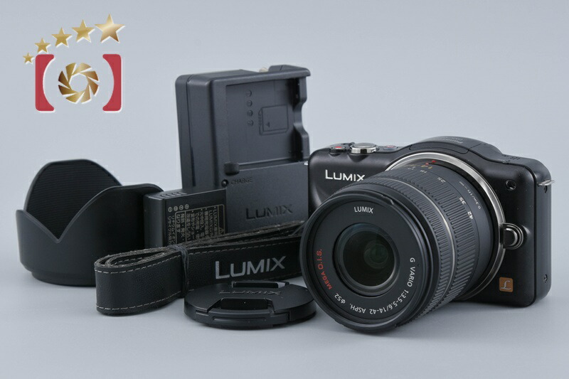 【中古】Panasonic パナソニック LUMIX DMC-GF3 黒いこと + G VARIO 14-42粍 f/3.5-5.6 ASPH. MEGA O.I.S. H-FS014042 シャッター発生率少ない