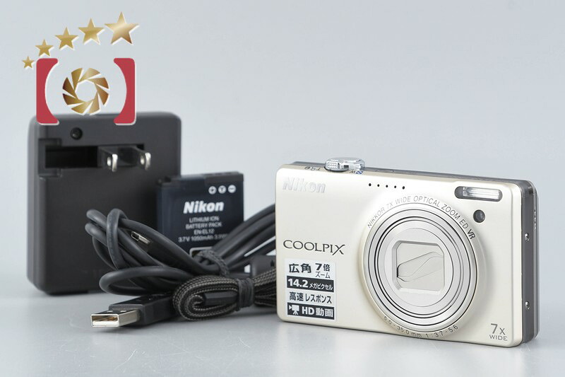 【中古】Nikon ニコン COOLPIX S6000 三鞭酒しろがね色 コンパクトデジタルカメラ