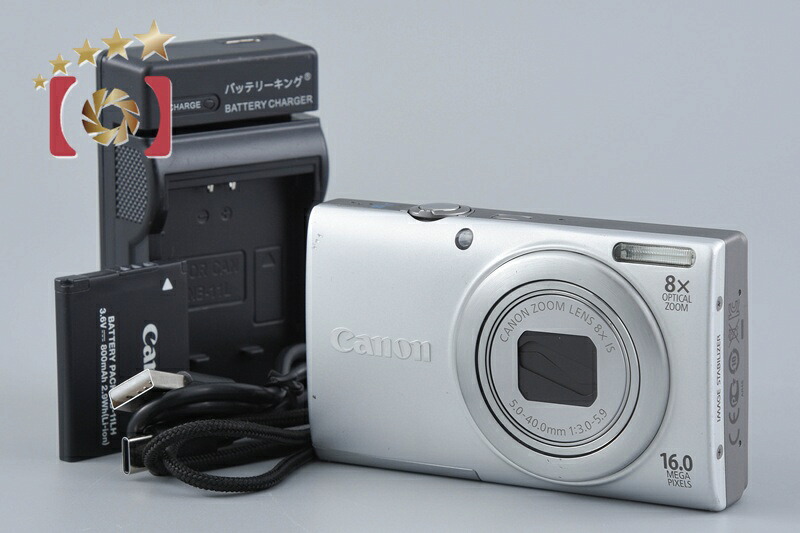 【中古】Canon キヤノン PowerShot A4000 IS しろがね色 コンパクトデジタルカメラ