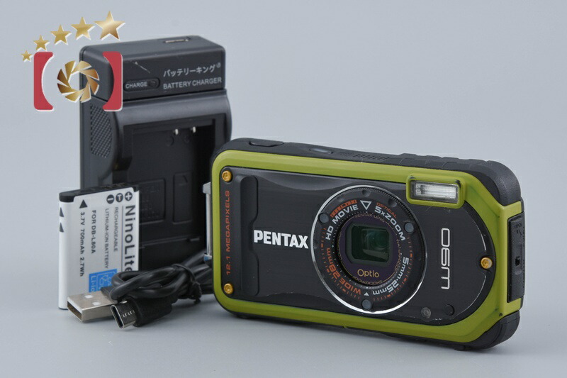 【中古】PENTAX ペンタックス Optio W90 ピスタチオグリーン 雨合羽デジタル写真機