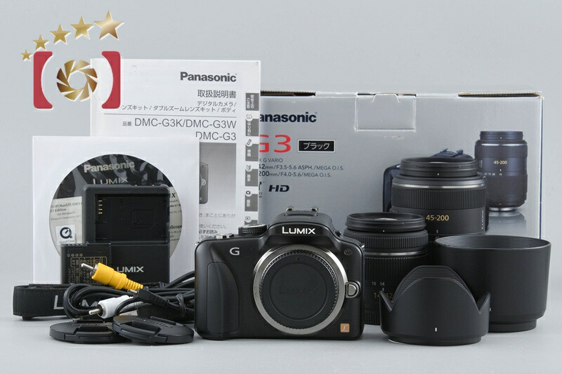 【中古】Panasonic パナソニック LUMIX DMC-G3 肝ったま黒いこと ダブルズームレンズキット シャッター発生率少ない 元箱付き添い人